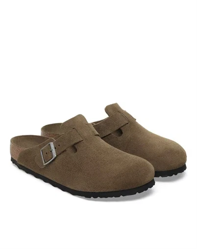 Birkenstock - Boston SF Suede Leather Sandal - Dark Tea Tonal